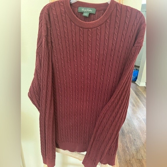 Men’s Brooks Brothers Golf Burgundy Crewneck‎ Pullover Cableknit Sweater XL - Picture 1 of 6